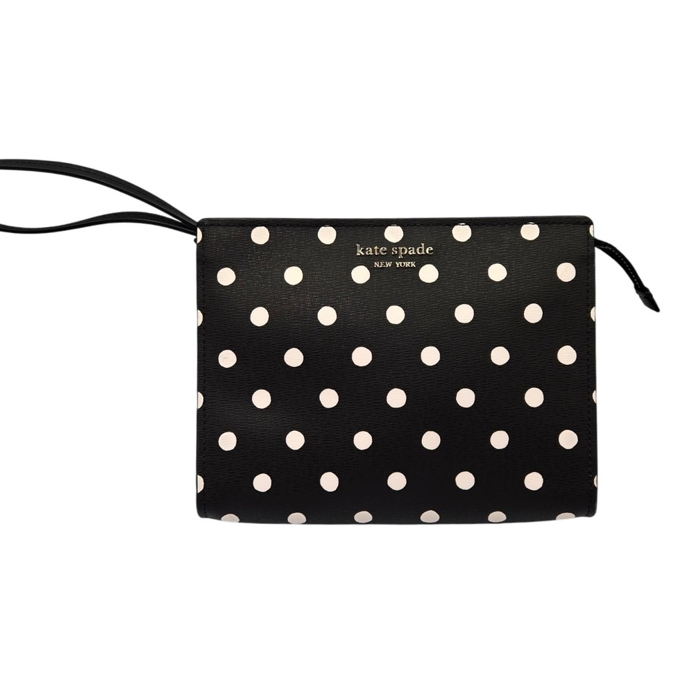 Kate Spade New York Polka Dot Wristlet‎ Pouch Clutch Black White